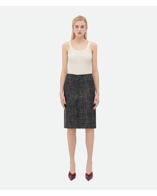 Bottega Veneta Gray Printed Leather Midi Skirt