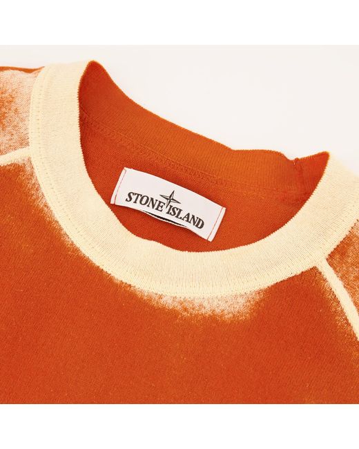 Stone Island Orange Compass-Patch Tie-Dye Sweatshirt for men
