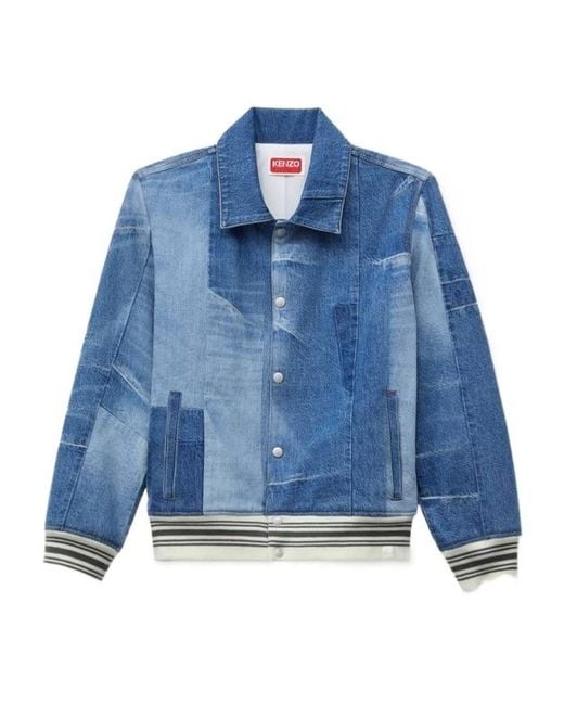 KENZO Blue Genderless Patchwork Blouson for men