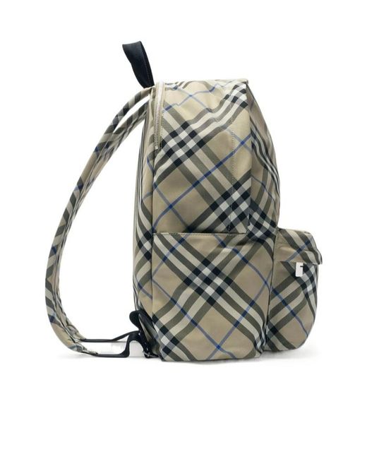 Burberry Gray Checked Backpack for men