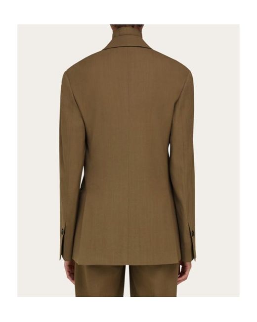 Ferragamo Green Notched-Lapel Blazer