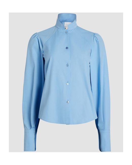 Patou Blue Ascot Tied-Neck Blouse