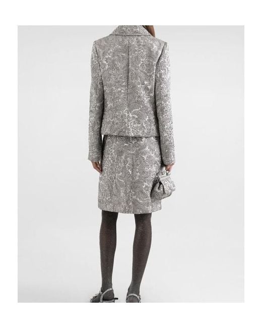 Dolce & Gabbana Gray Floral Jacquard Midi Skirt