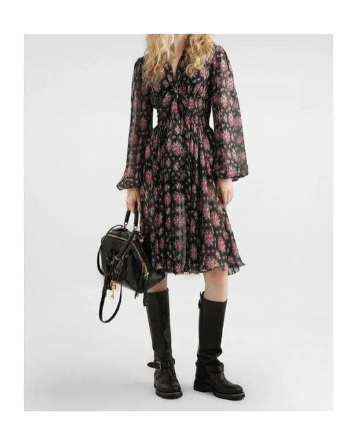 Dolce & Gabbana Brown Silk Floral Midi Dress