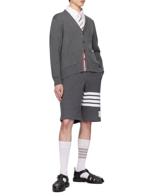 Thom Browne Black Bar Drawstring Shorts for men