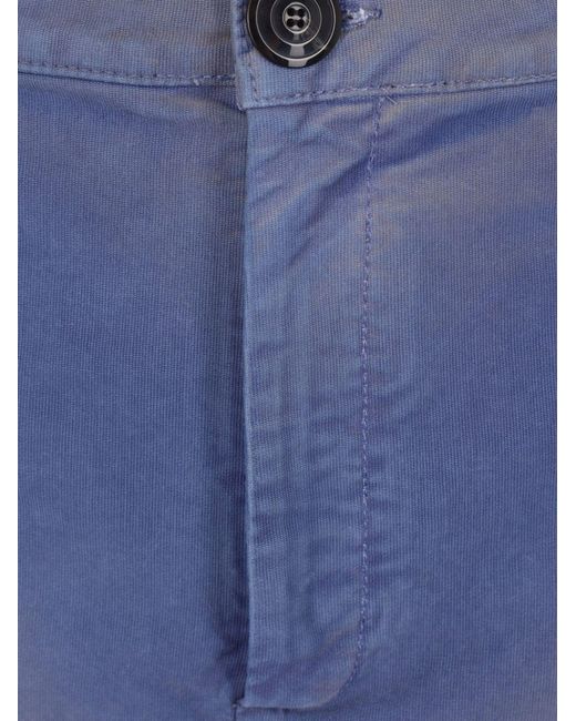 NAMACHEKO Blue Leather-Patch Turn-Up Trousers for men