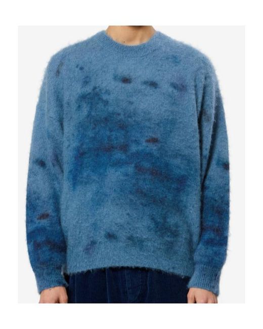 Isabel Marant Blue Faded Print Mohair-Wool Crew Neck Sweater