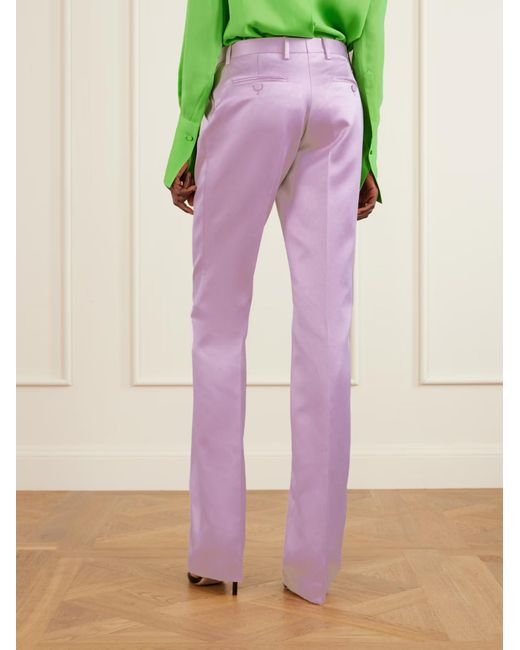 Tom Ford Purple Duchesse Tailored Straight Satin Pants