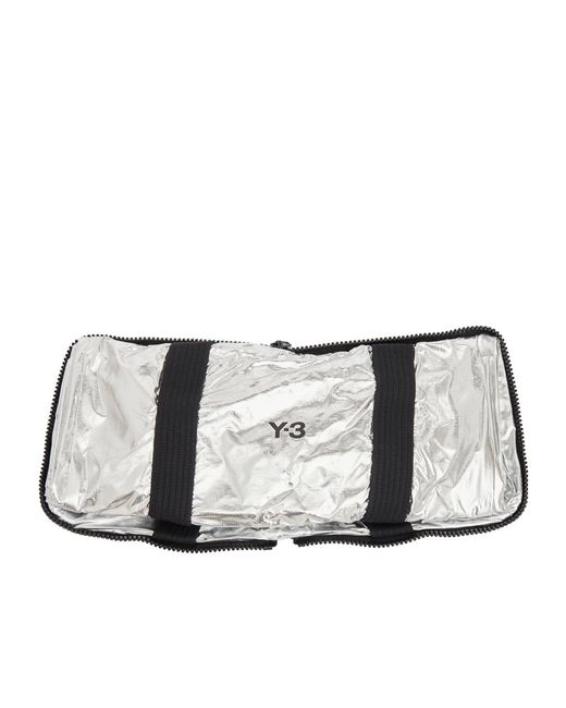 Y-3 Gray Logo Printed Zip-Around Packable Tote Bag for men