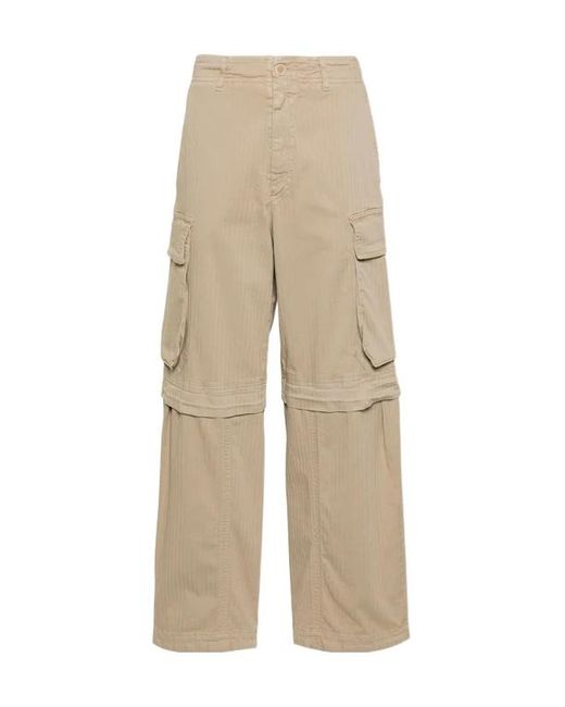 Semicouture Natural Cargo Trousers With Belt Loops