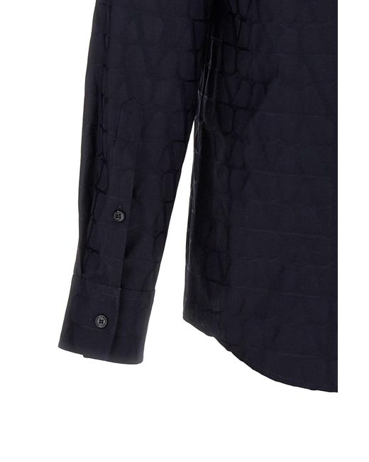 Valentino Blue Toile Iconographe Jacquard Straight Hem Shirt for men