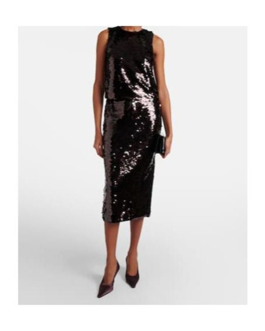 Staud Black Ciara Sequined Pencil Skirt