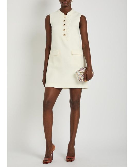 Self-Portrait White Tailored Bouclé Mini Dress