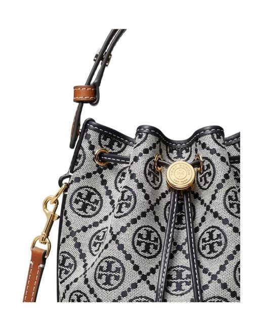Tory Burch Black T Monogram Mini Bucket Bag