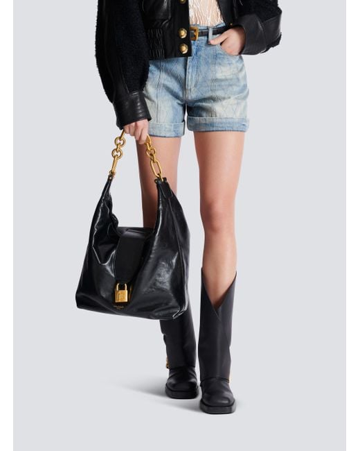 Balmain Black Sync Hobo Bag