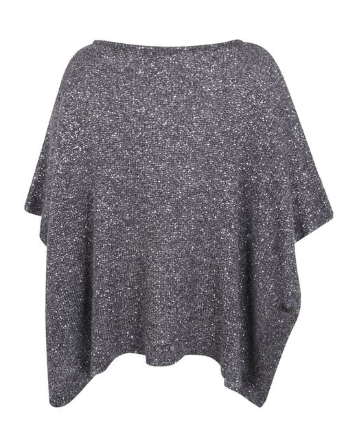 D.exterior Gray Crystal-Embellished Knit Top