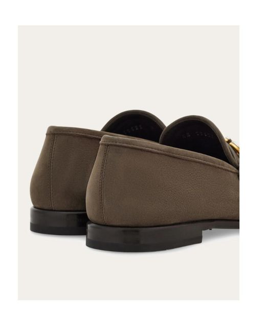 Ferragamo Brown Gancini Ornament Moccasin for men