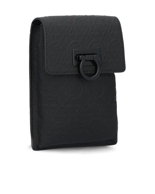 Ferragamo Black Logo Flip Satchel for men