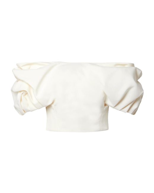 Gabriela Hearst White Off-Shoulder Crop Top