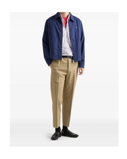 Prada Blue Zip-Front Pocket Jacket for men