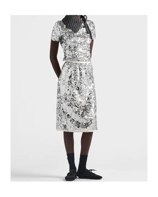 Prada White Embroidered Sequin Top