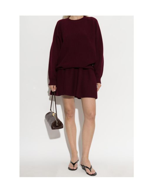 Lisa Yang Red Pleated Knit Mini Skirt