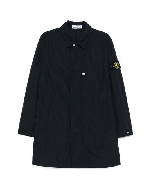 Stone Island Blue Compass-Badge Long-Sleeved Parka for men