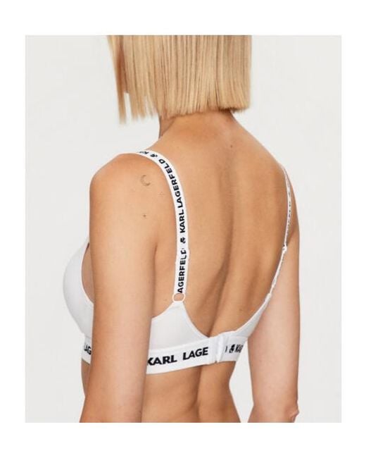 Karl Lagerfeld Gray Logo Padded Bra