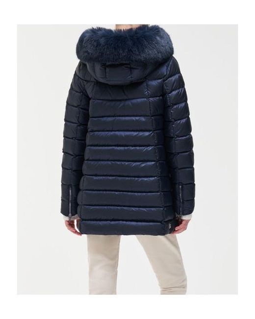 Colmar Blue A-Line Down Jacket With Faux Fur