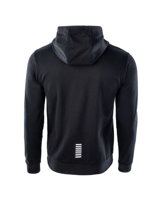 EA7 Blue Logo-Print Cotton Hoodie for men