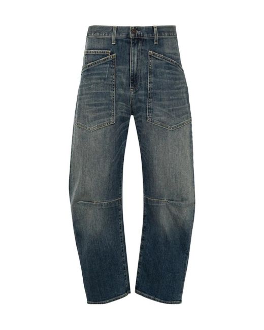 Nili Lotan Blue Belt-Loop Jeans