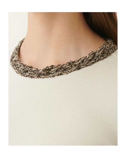 Fabiana Filippi Natural Neckline Embellished Top