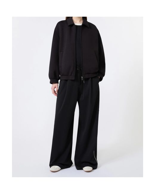 Weekend by Maxmara Black Contrast Trim Wide-Leg Pants