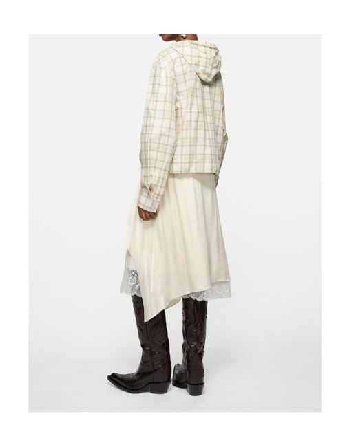 Acne White Checked Hooded Jacket