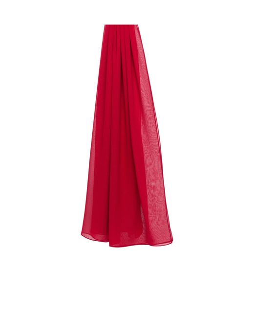Max Mara Red Sheer Silk Georgette Scarf