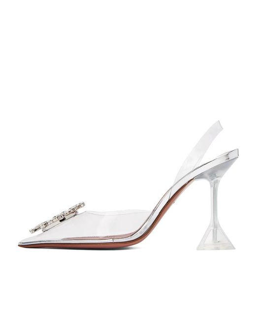 AMINA MUADDI White Begum Glass Slack-Heeled Heels
