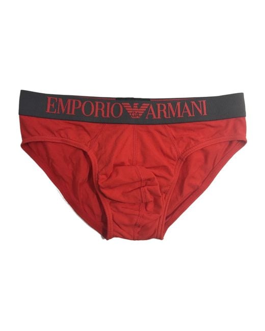 Emporio Armani Red Elastic Waist Logo Panties for men