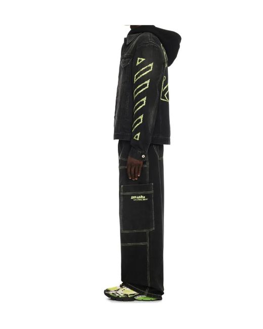 Off-White c/o Virgil Abloh Black Arrow Outline Denim Jacket for men