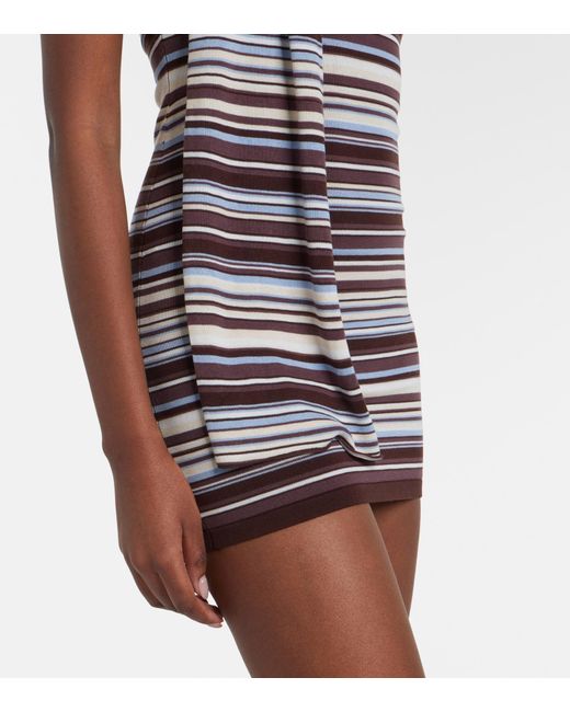 AYA MUSE Multicolor Knitted Scarf-Detail Striped Minidress