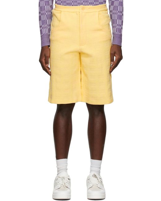 Jacquemus Yellow Logo Straight Shorts for men