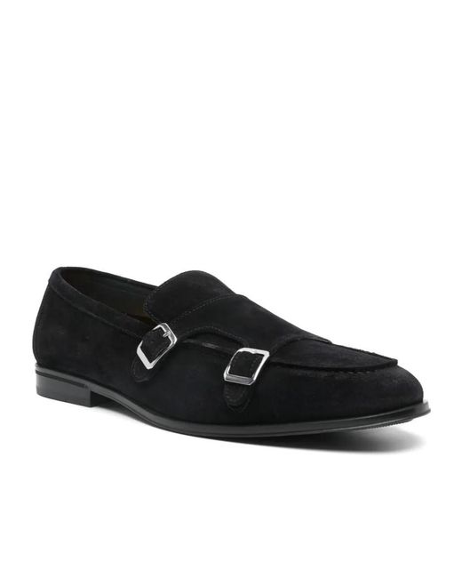 Doucal's Black Suede Monk Shoes for men