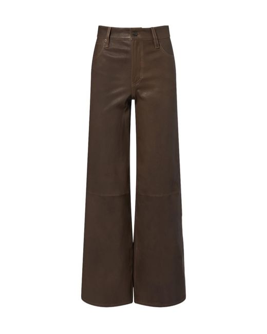FRAME Brown Le Slim Palazzo Leather Wide-Leg Pants