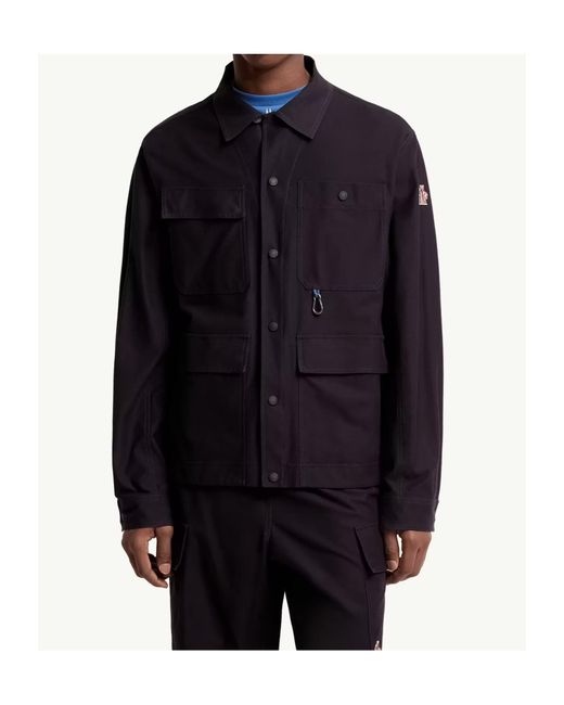 Moncler Blue Cotton Gabardine Shirt Jacket for men
