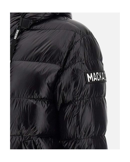 Mackage Black Zippered Hooded Down Jacket for men