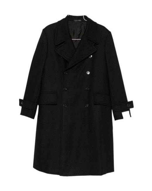 Caruso Black Corsaro Double-Breasted Coat for men