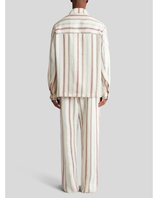 Etro Natural Striped Buttoned Overshirt for men
