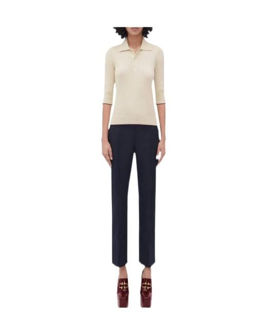 Bottega Veneta Blue Rib Polo Shirt