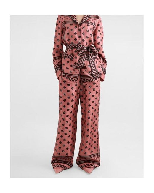 Dolce & Gabbana Red All-Over Dg Logo Jacquard Satin Pajama Pants