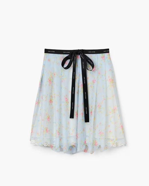 Marc Jacobs Blue Blurred Floral Chiffon Skirt
