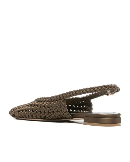 Stuart Weitzman Brown 'Marina' Flat Sling Back